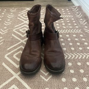 Frye brown ankle moto boot